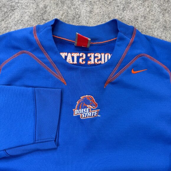Boise State Broncos Nike Sweatshirt Men Small Blue Team Issue Crew Neck Fleece - Picture 1 of 16